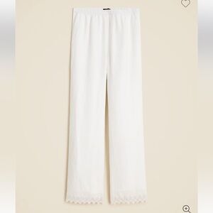 J. Crew Stratus lace-trim pant in white linen Size Medium
